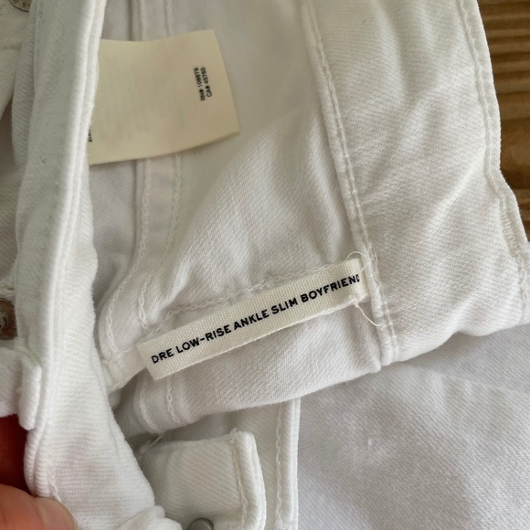 Rag & Bone | Dre Low-Rise Ankle Boyfriend Slim Vintage Stretch White Denim Jeans - Picture 8 of 11